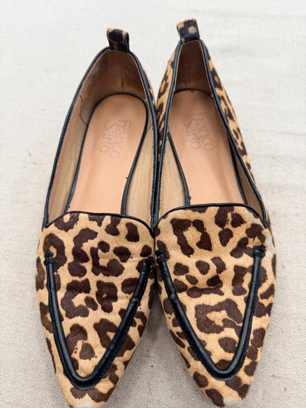 Franco Sarto Susie Leopard-Print Pointed Loafers - Brown/Tan